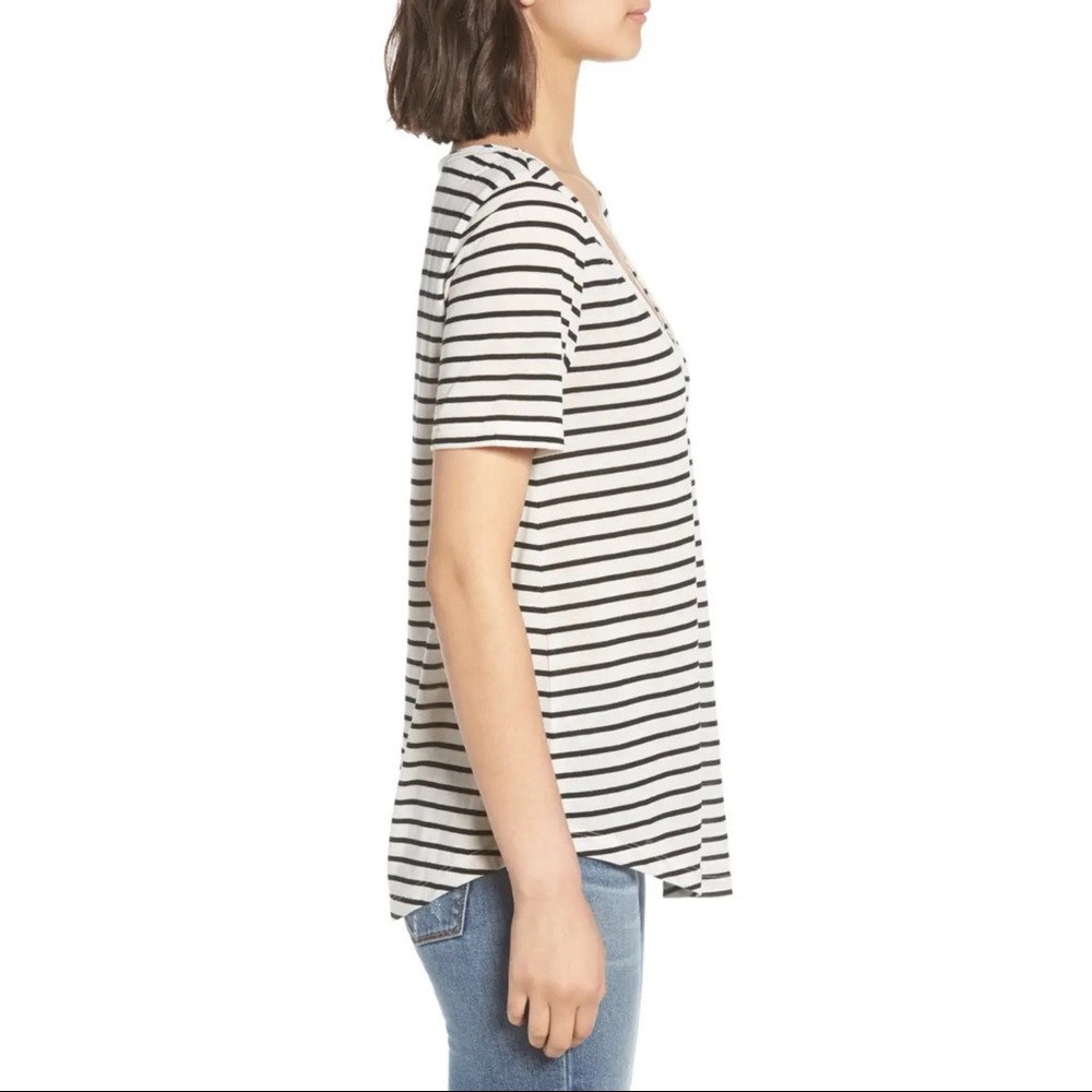 BP Raw Edge V-Neck Tee Black/White Stripe Size Extra Small NWOT - Picture 3 of 6